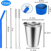 SSAWcasa 6 Packs Kids Cups with Straws and Lids, 12oz